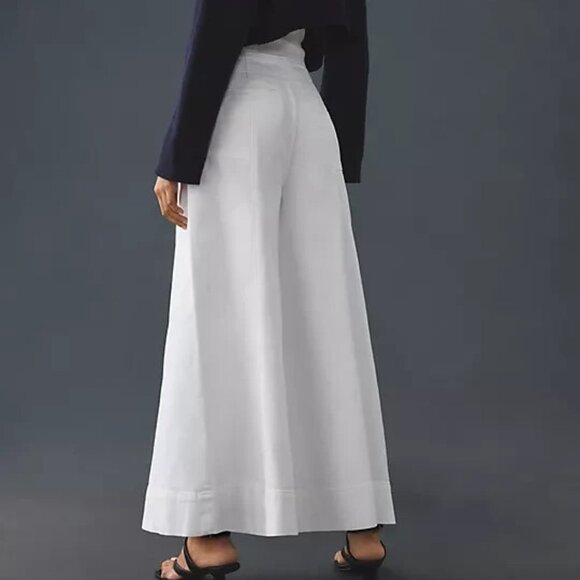 Anthropologie Pilcro Corset High-Rise Crop Wide Leg Culotte Jeans 33 NWT ivory - Picture 4 of 8